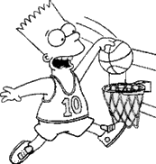 coloriage bart simpson joue au basket